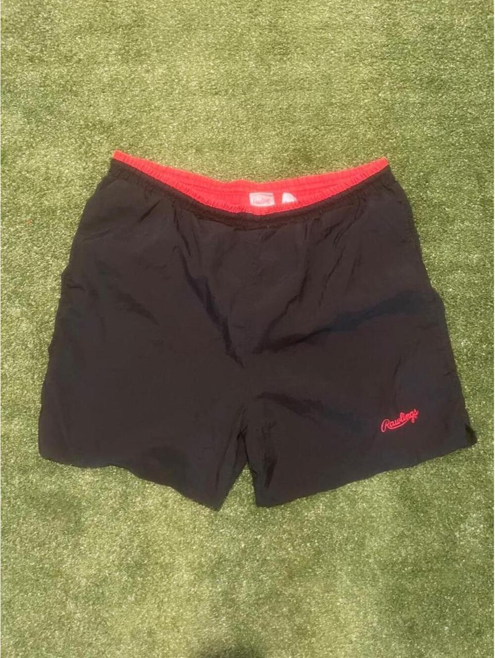 Y2K Rawlings Black & Red Nylon Athletic Shorts Size Large